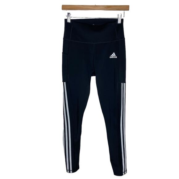 Adidas Climalite 3 Stripe Active 7/8 Leggings Aeroready Pants Black Womens Small - Picture 12 of 12